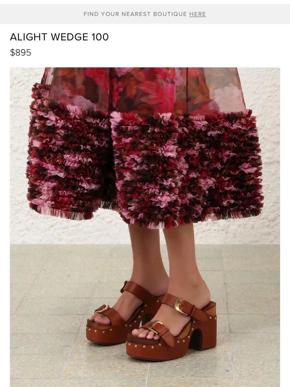 Zimmermann Alight Mule. Brown Leather Platform Clog  with Studs